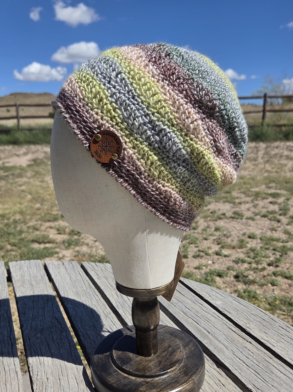 Artisan Handmade Lightweight Merino Wool Blend "Riverbank" Crochet Boho Beanie